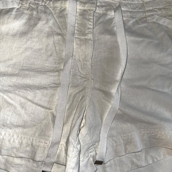 Cato Classics Size 12 Linen Blend White/Khaki Cargo Shorts Tie Waist - A153 - Picture 5 of 6